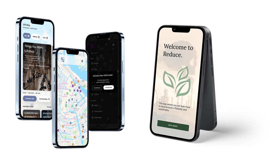 A mock up of 2 different apps, Reduce and Wander UAE