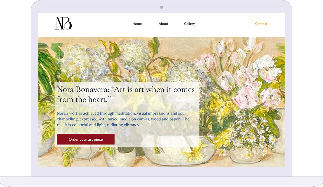 A computer with Nora Bonavera's website open